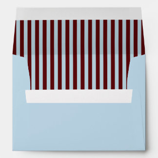 Enveloppe Mariage Rétro Rayures Bleu Glace et Bourgogne