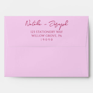 Enveloppe Mariage Rétro Rose écrit en Rose Chéri Capriceux