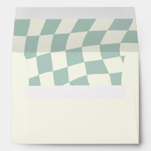 Enveloppe Mariage Retro Super Green Checkerboard