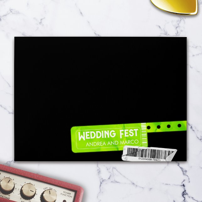 Enveloppe Mariage Rock and Roll Billetterie Concert Boarding (Rock and Roll Wedding Ticket Concert Boarding Pass Envelope)