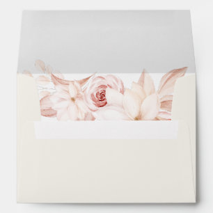 Enveloppe Mariage romantique beige et rose