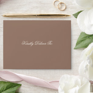 Enveloppe Mariage Romantique Brun Élégant