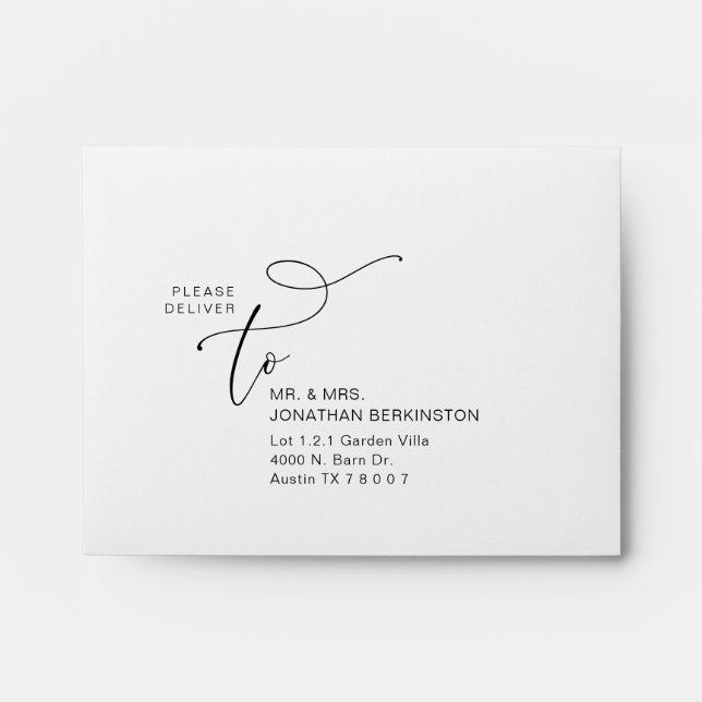 Enveloppe Mariage romantique moderne RSVP Card Retour (Devant)