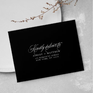 Enveloppe Mariage romantique noir - Adresse préimprimée RSVP