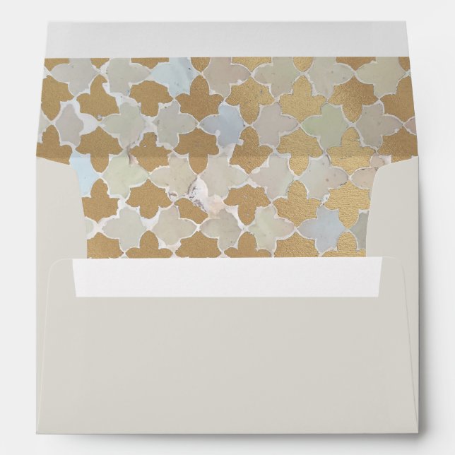 Enveloppe Mariage romantique russe| Faux Gold Foil Mosaic (Dos (Bas))