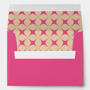 Enveloppe Mariage Rose Beige Motif Rétro Groovy 70s