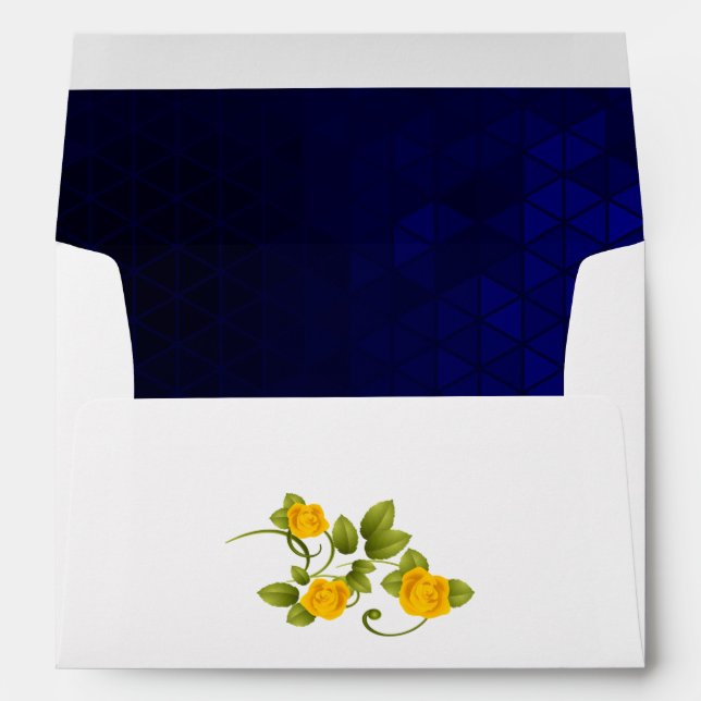 Enveloppe Mariage Rose bleu foncé et jaune Marigold (Dos (Bas))