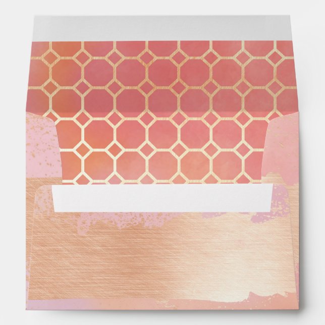 Enveloppe Mariage Rose Blush et Gold Romance (Dos (Bas))