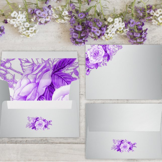 Enveloppe Mariage Rose Boho Silver et Purple (Créateur téléchargé)