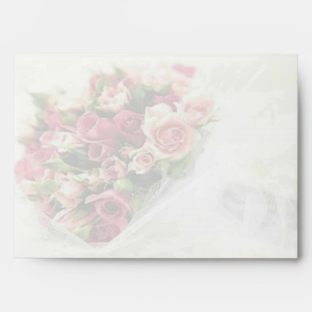 Enveloppe Mariage rose Bouquet (Devant)