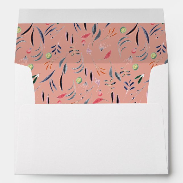 Enveloppe Mariage rose corail floral (Dos (Bas))