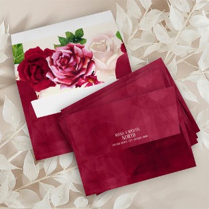 Enveloppe Mariage rose de Bourgogne/Crème ID584