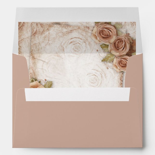 Enveloppe Mariage Rose de couleur douce (Dos (Bas))