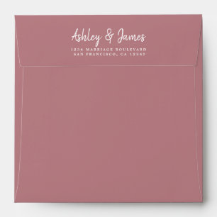 Enveloppe Mariage Rose Dusty Carré d'adresse de retour