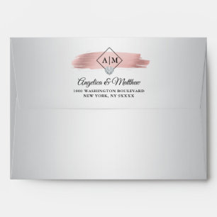 Enveloppe Mariage rose en marbre d'or Foil