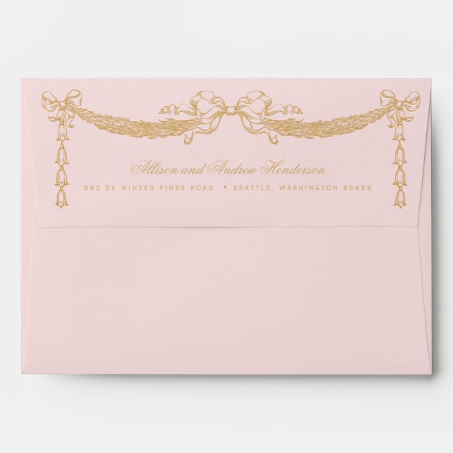 Enveloppe Mariage rose et or (Dos (Haut rabat))