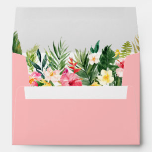 Enveloppe Mariage rose floral tropical d'aquarelle