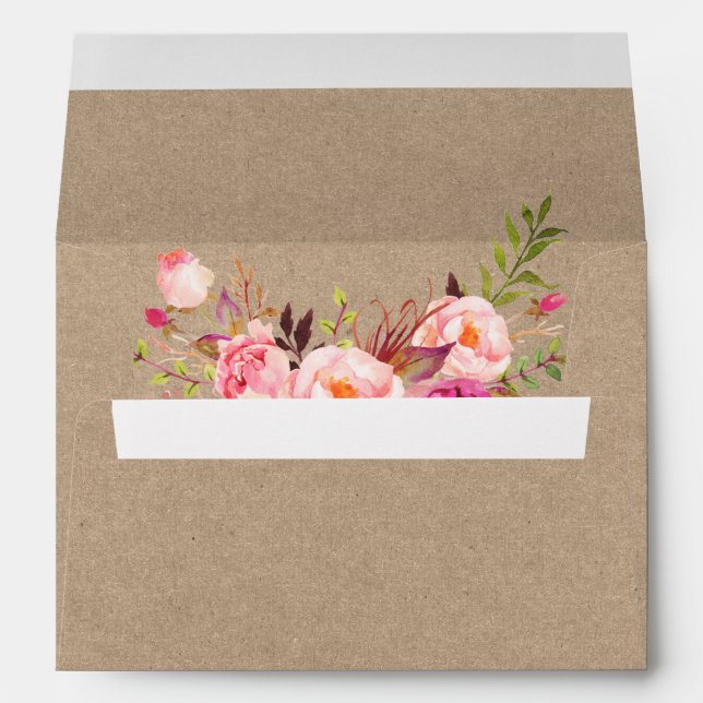 Enveloppe Mariage rose Kraft (Dos (Bas))