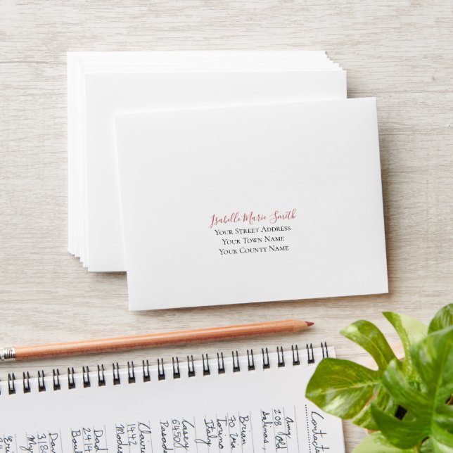 Enveloppe Mariage Rose moderne Elegant Blanc & Bourgogne RSV (Stacked)