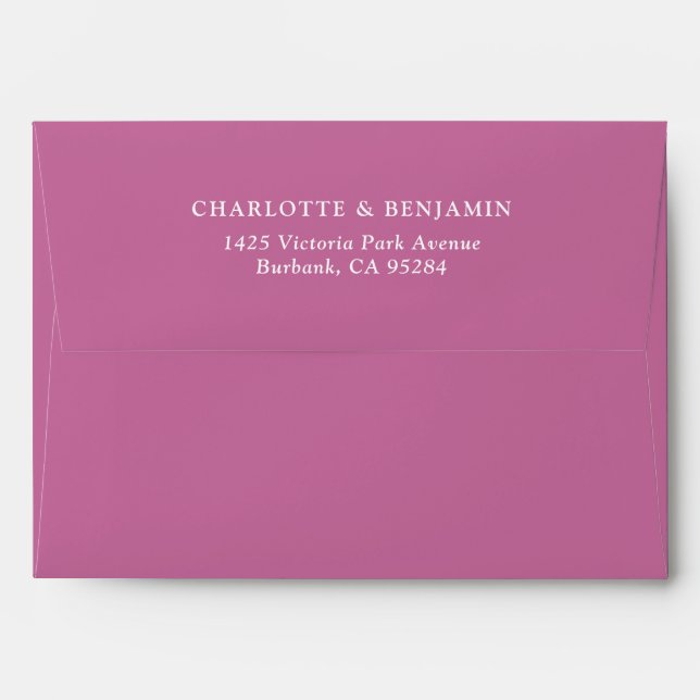 Enveloppe Mariage rose moderne personnalisé 5,25x7,25 (Dos (Haut rabat))