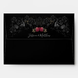 Enveloppe Mariage Rose noir élégant pour Halloween