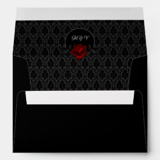 Enveloppe Mariage Rose noire damas gothique