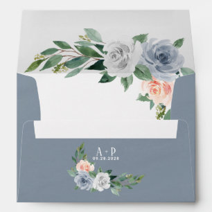 Enveloppe Mariage rose rose rose pâle bleu foncé