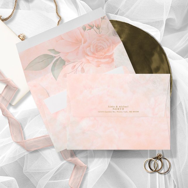 Enveloppe Mariage Rose souple ID828 (Interior/Back In Situ)