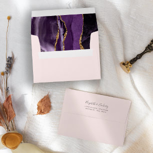 Enveloppe Mariage rose vif moderne violet doré