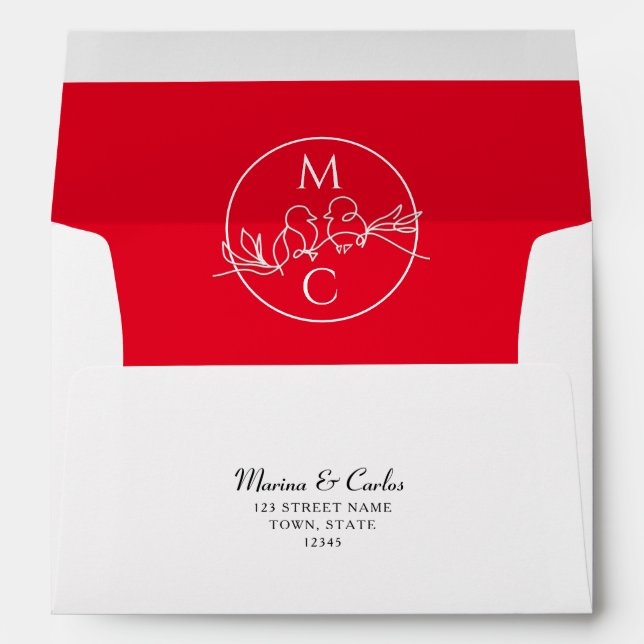 Enveloppe Mariage rouge (Dos (Bas))