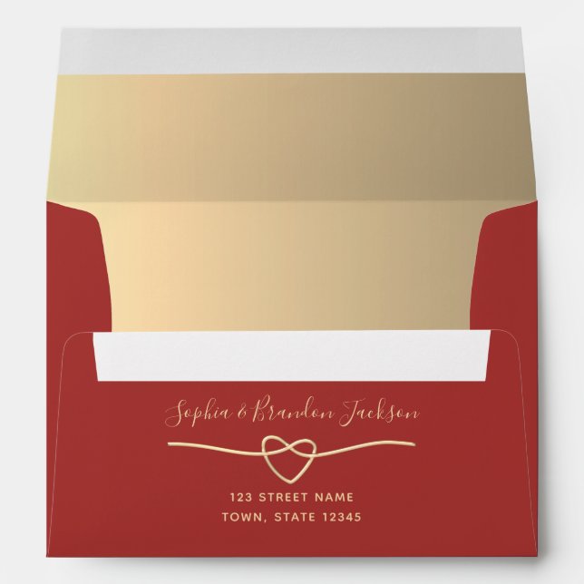 Enveloppe Mariage rouge Adresse de retour 5x7 (Dos (Bas))
