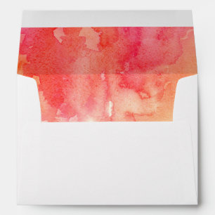 Enveloppe Mariage rouge aquarelle. Chute de corail simple mo