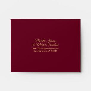 Enveloppe Mariage rouge de BOURGOGNE d'insertion de feuille