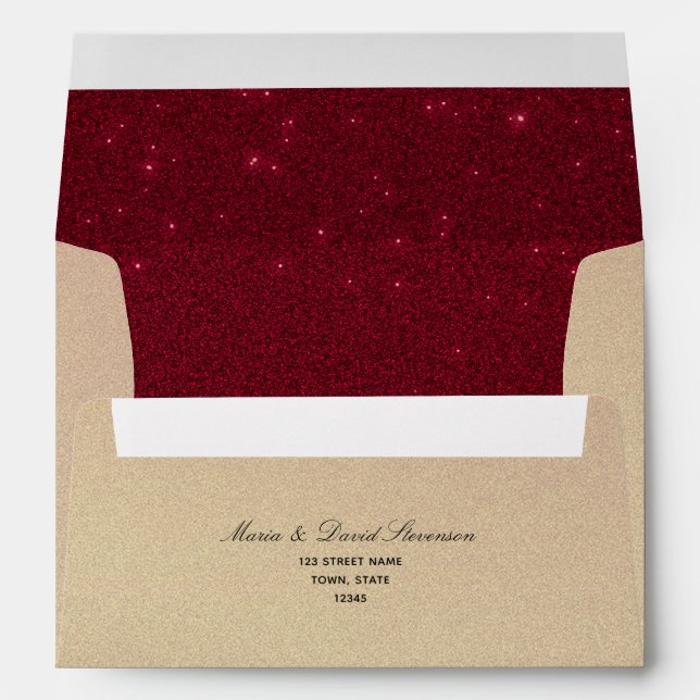 Enveloppe Mariage rouge et or de luxe (Dos (Bas))