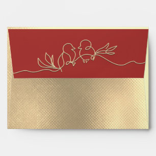 Enveloppe Mariage rouge et or de luxe