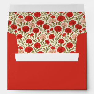 Enveloppe Mariage rouge floral élégant romantique