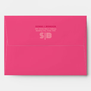 Enveloppe Mariage rouge Rose géométrique