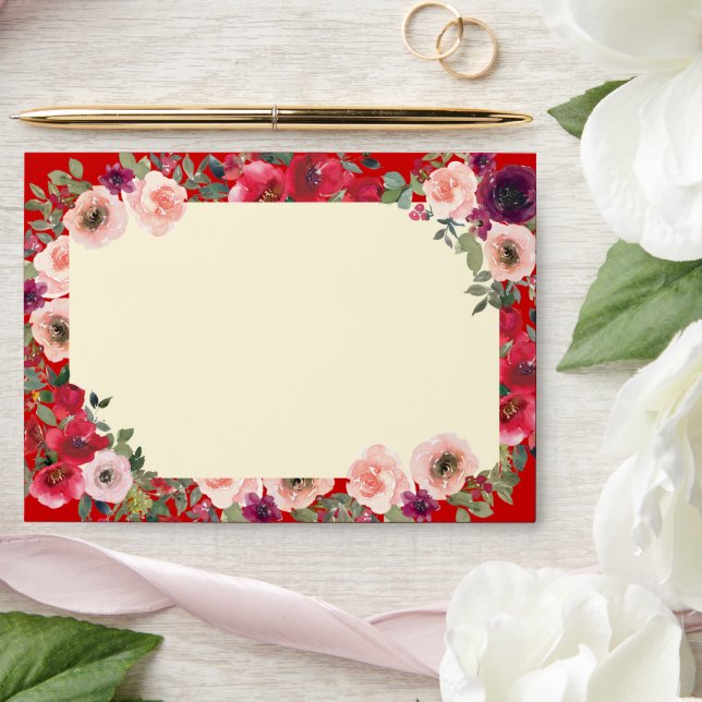 Enveloppe Mariage rouge violet jardin fleuri adresse de reto (Wedding)