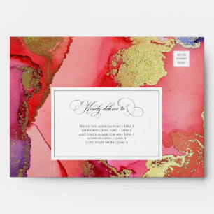 Enveloppe Mariage rouge violet or luxueuse