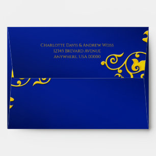 Enveloppe Mariage Royal Blue et Gold