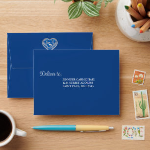Enveloppe Mariage Royal Blue Heart RSVP