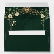 Mariage royal floral Art Nouveau vert et or