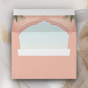 Enveloppe Mariage Royal Indien à l'Arche Florale Rose