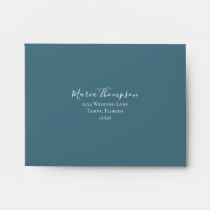 Enveloppe Mariage RSVP Simple Bleu Minimaliste Calligraphie