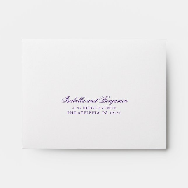 Enveloppe Mariage RSVP traditionnel violet élégant (Devant)