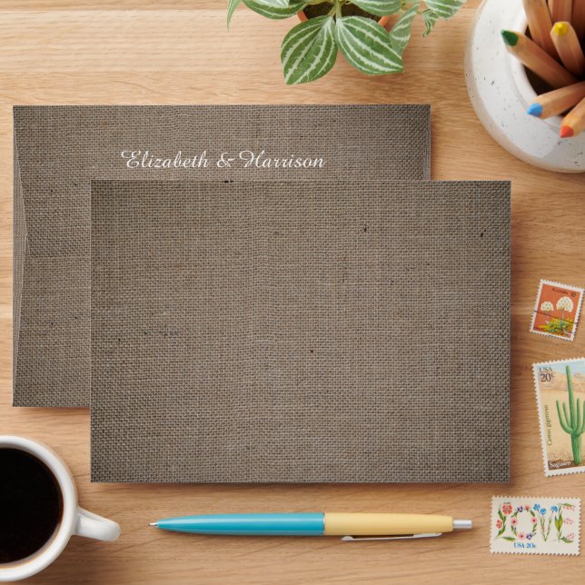 Enveloppe Mariage Rustique Burlap (Desk)