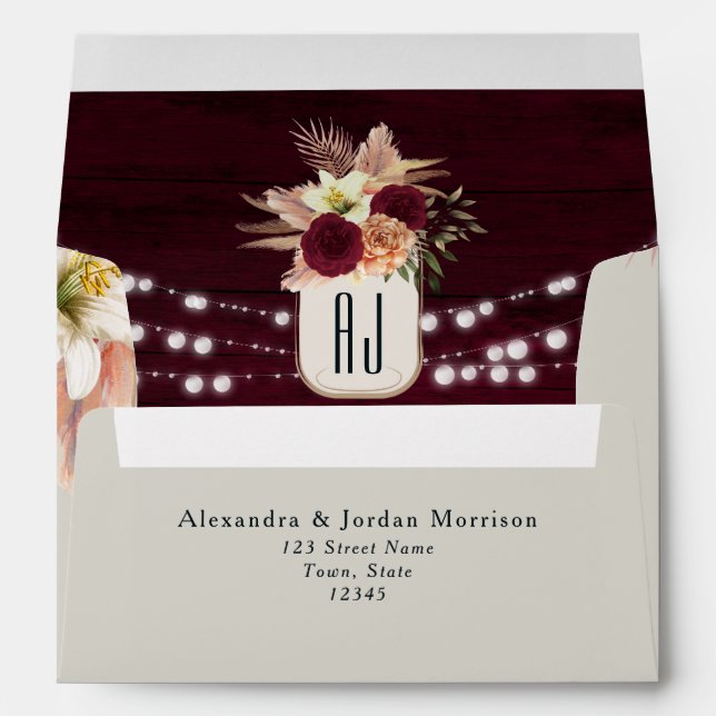 Enveloppe Mariage rustique de Bourgogne (Dos (Bas))