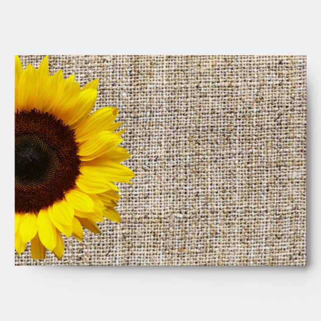 Enveloppe Mariage rustique de tournesol de toile de jute de (Devant)