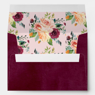 Enveloppe Mariage rustique en Bourgogne et fleurs roses