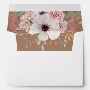 Enveloppe Mariage Rustique Kraft Country Floral 5x